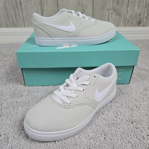 Nike SB Check Canvas Little Kids Skate Shoes Light Bone Off White Youth 2y